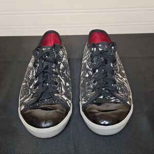 Brighton Black and White Floral Sneakers